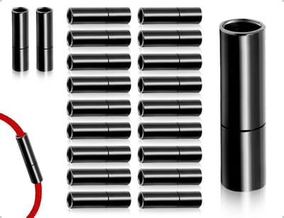 20 Stuks Koord Eindkappen en Ketting Sluitingen voor Paracord Armbanden en Sieraden (3mm, Zwart)