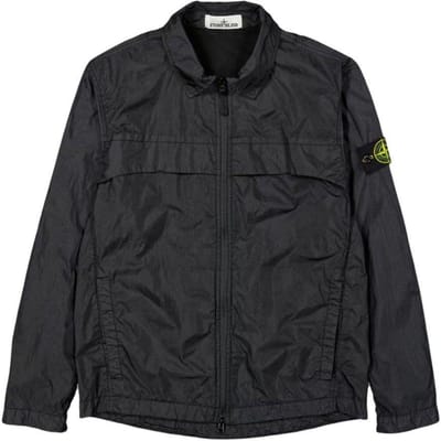 Stone Island Klassiek Effen Kleur Polokraag Logo Rits Lange Mouw Zijzak Lente Herfst Jas Heren Jas Zwart 801510522-V0029 XXL black