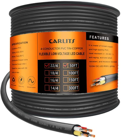 Flexibele 4-aderige Elektrische Kabel Zwart 15 Meter Gevlochten Laagspanning Geleider voor LED en Voertuigen