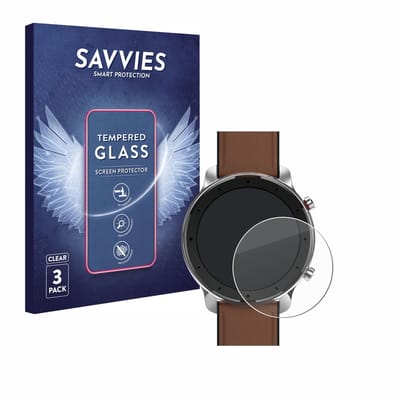 Savvies - Glas Screenprotector voor Huami Amazfit GTR (47 mm) - Gehard Beschermglas 9H 3 Stuks
