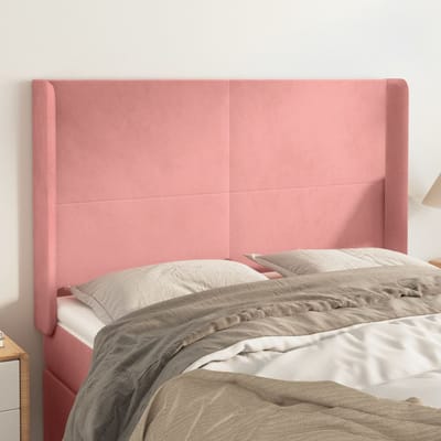 vidaXL - Hoofdbord - met - randen - 147x16x118/128 - cm - fluweel - roze
