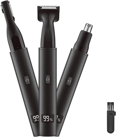 3-in-1 Neus- en Oorhaartrimmer voor Mannen - Oplaadbaar - Wenkbrauw & Gezichtsscheerder - Dubbelzijdige Messen - 6500 RPM - Eenvoudig Reinigen
