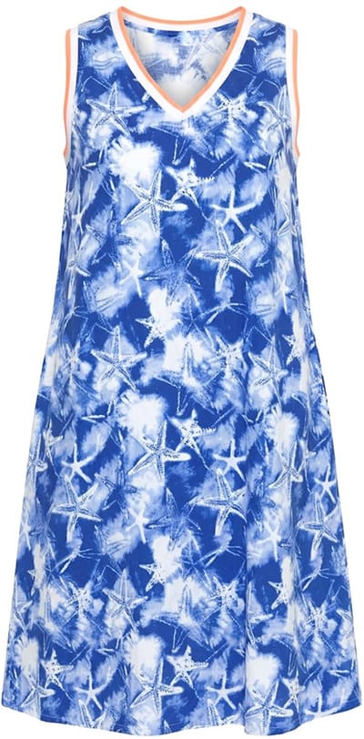 Laurasøn - Dames - Jurk met bandjes V-hals A-lijn - Blauwviolet - Maat 52+