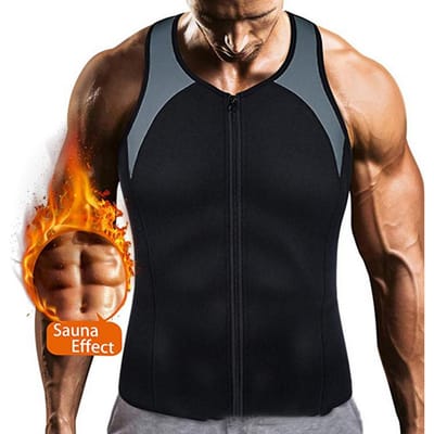 Heren Sauna Zweetvest Tanktop Shirt voor Fitness Gewichtsverlies Taille Trainer Workout Vest black