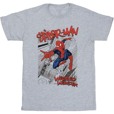 Marvel Heren Spider-Man Sketch City T-Shirt (Sportgrijs)