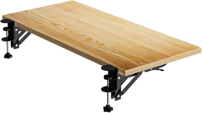 Bureauverlengstuk - Bureau-uitbreiding - Werkruimte Vergroten - Opvouwbaar & Klembaar - 20x40cm - Houtkleur