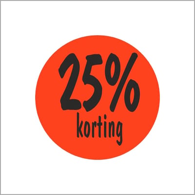 etiketten 25% korting