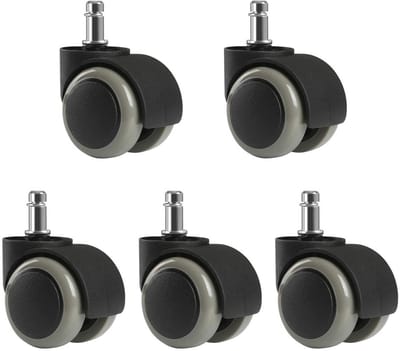 5 Stuks Vervangende Wielen voor Bureaustoelen met 11mm Pin en 50mm Rol - Ideaal voor Hardvloeren