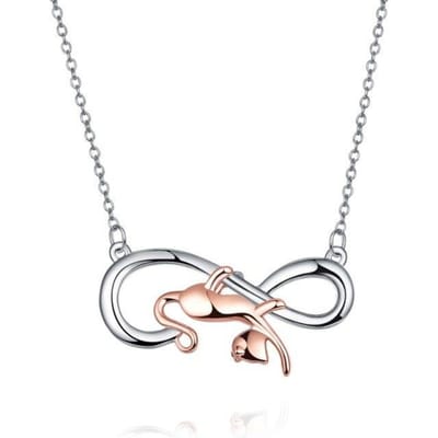 Collier chat infini plaqué or rose, bijou pour femme, en argent sterling 925, cadeau white