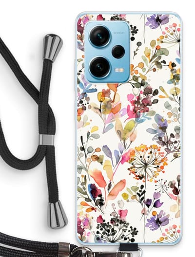 Case Company® - Hoesje met koord geschikt voor Xiaomi Redmi Note 12 Pro Plus hoesje met Koord - Wilde grassen - Telefoonhoesje met Zwart Koord - Bescherming aan alle Kanten en Over de Schermrand