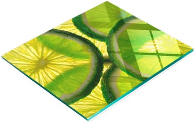 Glazen snijplank met decoratieve limoenprint, 60x52 cm