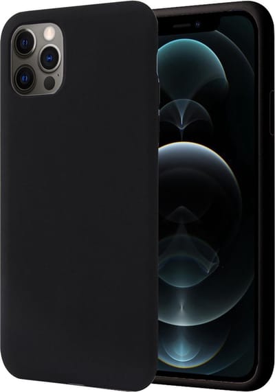 Hoesje geschikt voor iPhone 12 Pro - Matte Back Cover Microvezel Siliconen Case Hoes Zwart