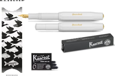 Kaweco Vulpen Sport Classic WIT (EXTRA FINE) met doosje vullingen en boekenlegger