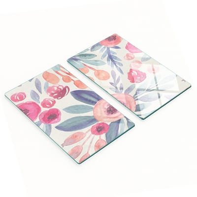 Stijlvolle en duurzame glazen borden met aquarel bloemenprint 2x30x52 cm
