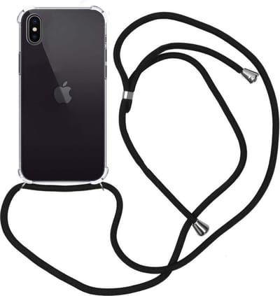 Hoes - Geschikt voor Apple iPhone X - Met Koord - Shock Proof - Siliconen Case - Back Cover - Telefoonkoord - Telefoon Hoesje Shockproof - Telefoonketting - Transparant