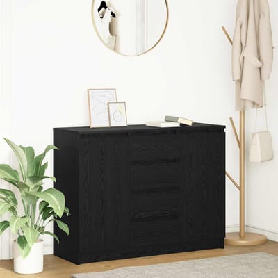 vidaXL - Dressoir - met - lades - 100,5x35x76 - cm - spaanplaat - zwart - eikenkleurig