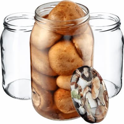 KADAX Weckpotten, 900 ml, inmaakpot voor inmaakpotten voor schroefdeksel, inmaakpot, voorraadpot, conservenpot (8 stuks, champignons)