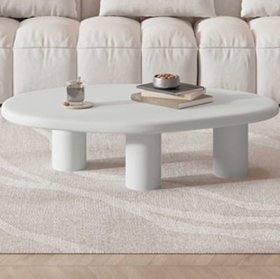 Salontafel Tavares - 120x70x40cm - Organische Vorm - Ecru