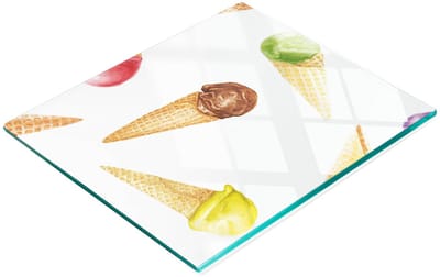 Serveerplank van gehard glas met ijsmotief, 60x52 cm