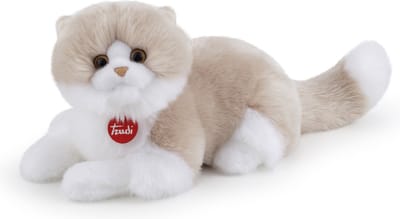Trudi - Classic Knuffelkat Giada 47 cm - Handgemaakt in Italie - Zacht pluche - Knuffeldier voor jongens en meisjes - Wit Grijs - 20x20x47 cm maat M