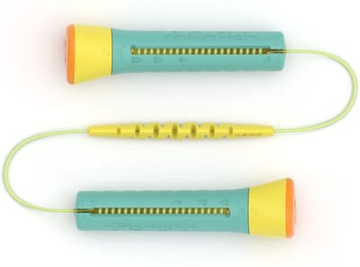 Chillafish Springtouw kinderen aanpasbaar in lengte - Groen - Springtouw meisjes en jongens 4 Jaar - Gemakkelijk op te bergen door roll & store handvaten - Model Skibbi