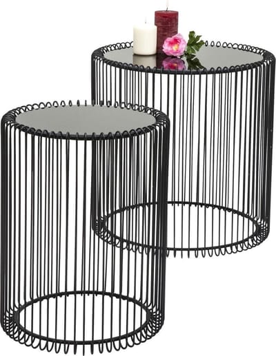 Wire bijzettafel zwart (set van 2) - Kare Design