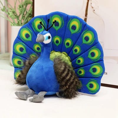 Creatieve simulatie pauw pluchen speelgoed groene blauwe pauw gespreide staart prachtige pluchen pop kwaliteitsvolle katoenen vulling siert slaapkamer about 25cm