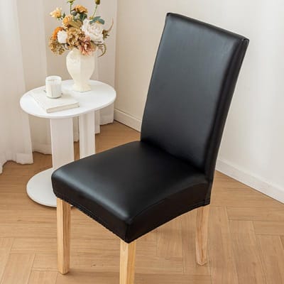 Leren Stoelhoes Waterdicht Oliebestendig Antislip Stoelhoes Huishouden Effen Kleur Verdikte Eetstoelhoes M  45-55cm) gray