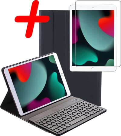 Hoes Geschikt voor Apple iPad 7 (2019) - 10.2 inch - 7e Generatie - Met Screenprotector - Toetsenbord Case - Keyboard Book Cover - Hoesje - Zwart