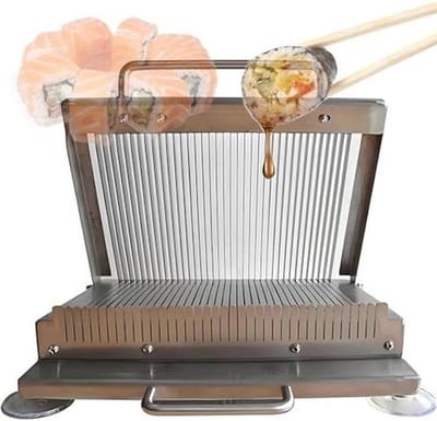 Sushi Snijders - Rijstrol Maker - Sushi Bereiden - Instelbare Mesafstand - 25x20cm Snijvlak - Zilverkleurig