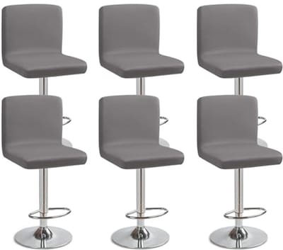 Set van 6 Verwijderbare Barkrukhoezen met Rugleuning - Stretch Eetkamerstoelhoezen