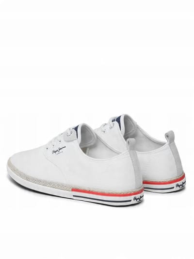 Pepe Jeans - Veterschoenen - Wit - Laag - Met Logo