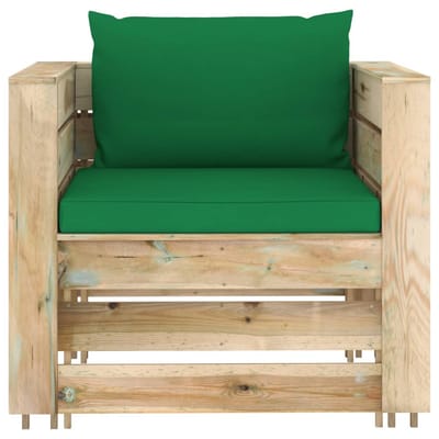 vidaXL - 2-delige - Loungeset - met - kussens - groen - geïmpregneerd - hout