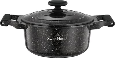 Swiss Haus® MC20B Braadpan Inductie met Deksel - Ø 20 cm / 2.6 Liter Soeppan - PFAS Vrij - Braadpannen Voor Alle Warmtebronnen - Pan Met Sapphire™ Antiaanbaklaag - Zwart