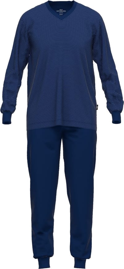 Gotzburg heren pyjama V-hals - donkerblauw gestreept