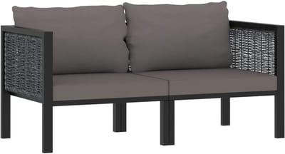 Tweezitsbank - Loungebank Tuinbank - Buiten Zitten - Handgeweven Poly Rattan - 136 x 68 x 64 cm - Antraciet