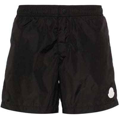 Moncler Zwembroek Effen Kleur Elastisch Logo Lage Taille Casual Korte Broek Heren shorts Zwart J10912C0001953326998 S black