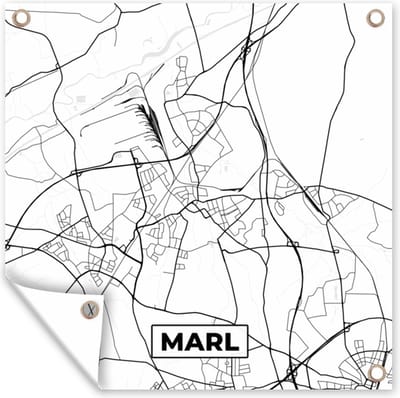Tuin poster Stadskaart - Kaart - Marl - Plattegrond - 200x200 cm - Tuindoek