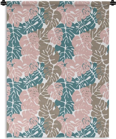 Wandkleed - Wanddoek - Monstera - Jungle - Patronen - Pastel - Bladeren - 150x200 cm - Wandtapijt