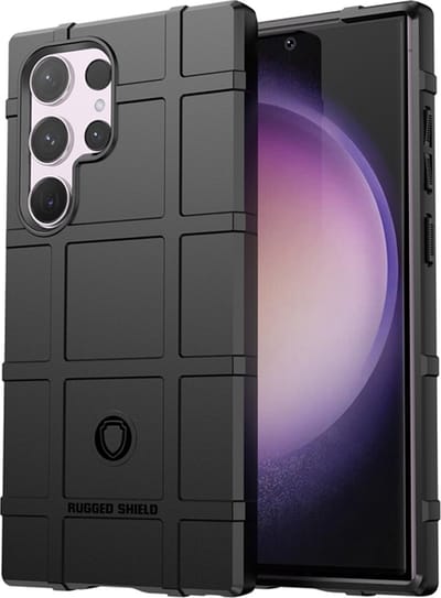 MobyDefend Hoesje - Geschikt voor Samsung Galaxy S24 Ultra - Rugged Shield TPU Backcover - Zwart