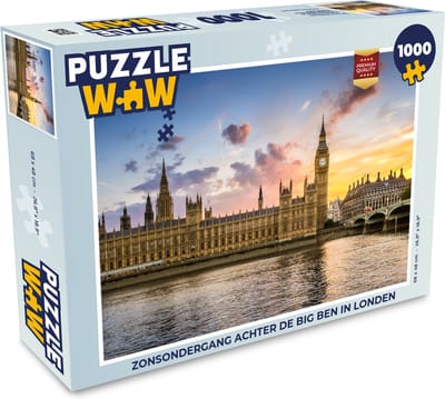 Puzzel Zonsondergang achter de Big Ben in Londen - Legpuzzel - Puzzel 1000 stukjes volwassenen