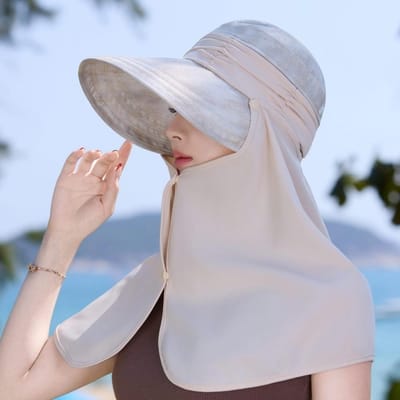 Chapeau de pêcheur portable réglable Protection UV Couleur unie Pare-soleil Chapeau de soleil Chapeau masque Été gray