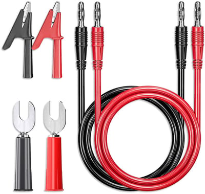 Meetkabels met Klemmen - Testkabels Multimeter - Elektrisch Testen - Universele 4mm Stekkers - 1 meter lengte - Rood en Zwart