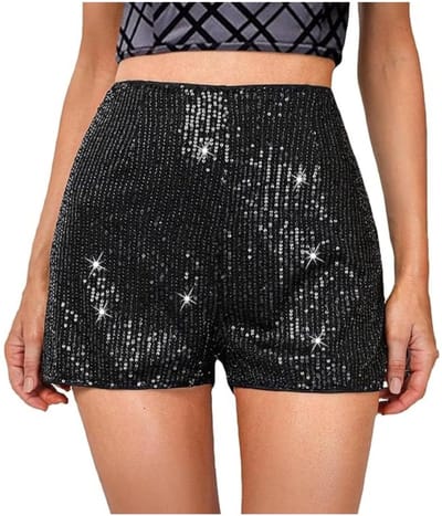 Shiny Sequins Shorts voor Vrouwen - Hoge Taille Glanzende Disco Shorts voor Feestjes