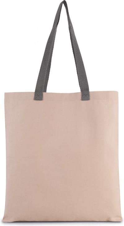 Kimood Platte shopper van canvas met contrasterend hengsel KI0277 - Natural / Steel Grey - One size
