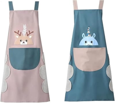 Keuken Schorten - Kookschorten Set - Koken en Bakken - Met Handdoekjes - 2 Stuks - Blauw Roze