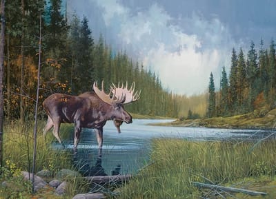 Puzzel van 1000 stukjes - Moose Lake - Inclusief Sample Poster