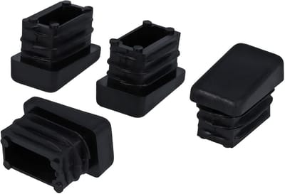 4x Vierkante Buisstop Schuin (10 Graden) voor Stoelpoten 25x15 mm - Zwarte Vloerglijders