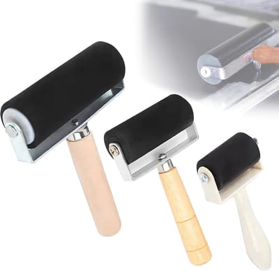 Drukroller Set - Rubberen Roller - Ambachten Printen - Drie Maten - 3.5 6 10cm - Zwart
