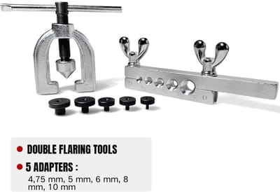 Dailygoods- Flare Tool Set - Opvouwbaar Gereedschap - 45# Staal - Voor Remleidingen - Inclusief Opbergtas - Diverse Maten 4.75/5/6/8/10 mm - Buisflens